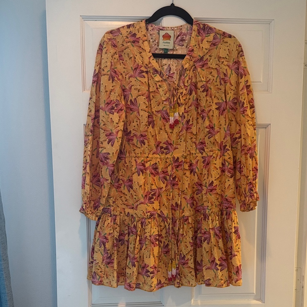 FARM Rio Vibrant Yellow and Pink Floral Dress